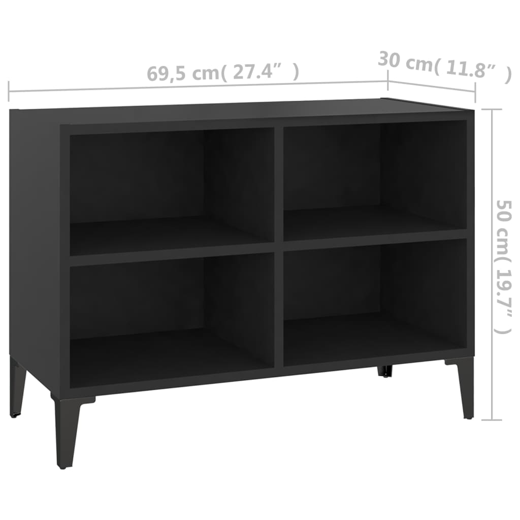 vidaXL TV-bänk med metallben svart 69,5x30x50 cm