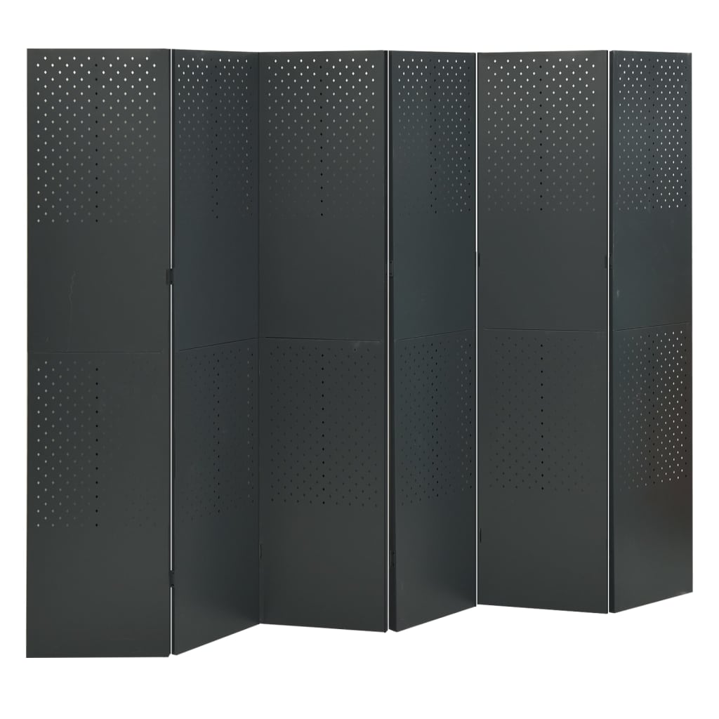 vidaXL Rumsavdelare 6 paneler antracit 240x180 cm stål