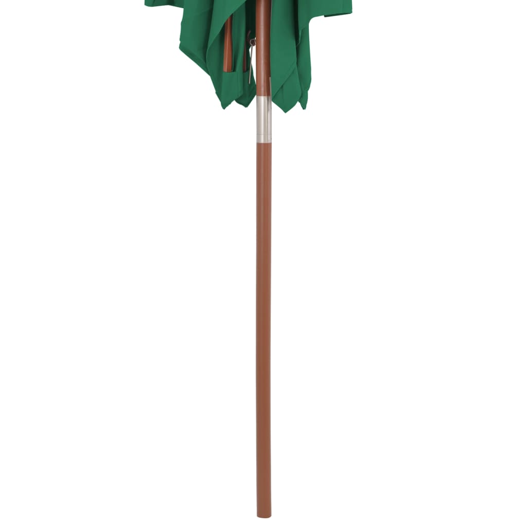 vidaXL Trädgårdsparasoll med trästång 150x200 cm grön