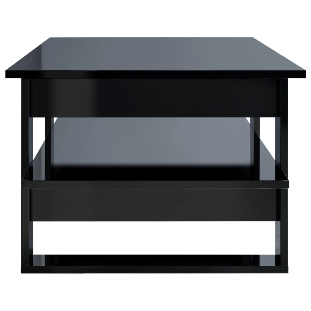 vidaXL Soffbord svart högglans 110x55x42 cm spånskiva