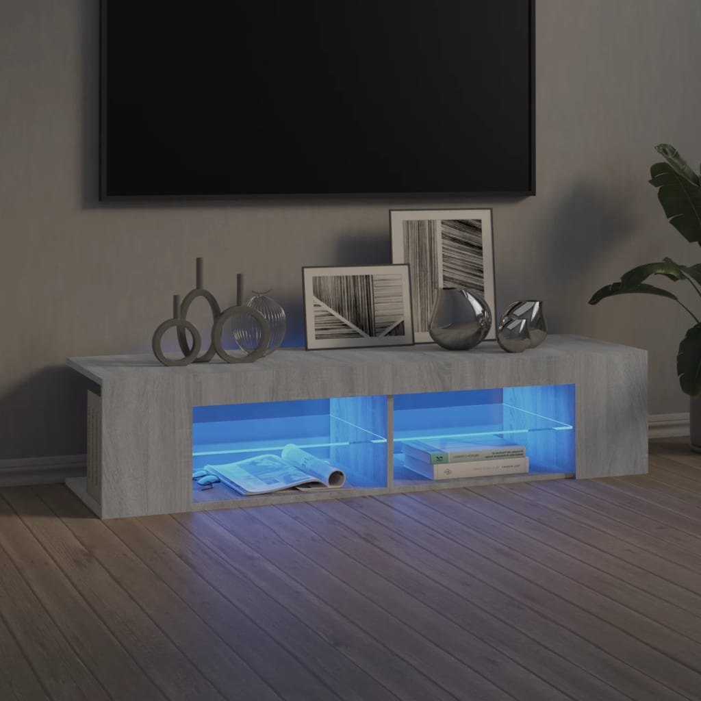 vidaXL Tv-bänk med LED-belysning grå sonoma 135x39x30 cm