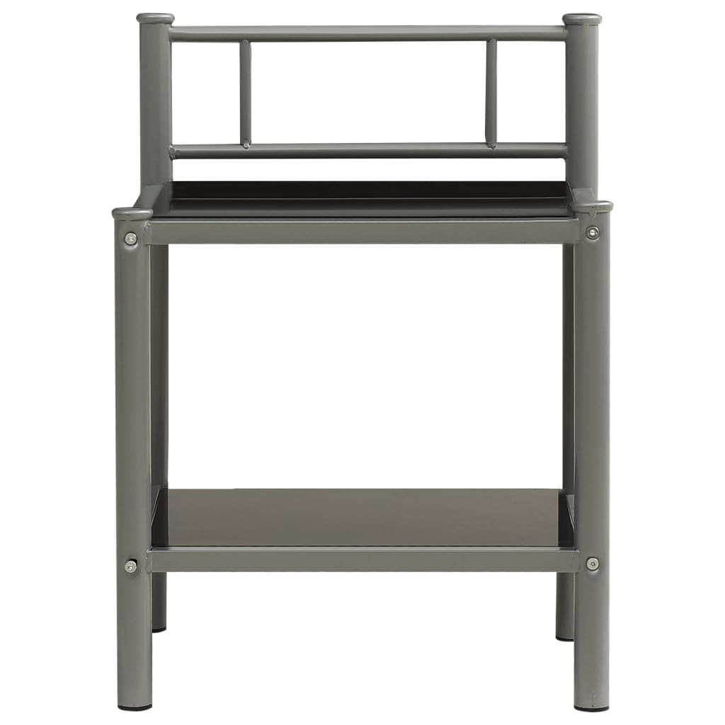 vidaXL Sängbord grå och svart 45x34,5x60,5 cm metall och glas