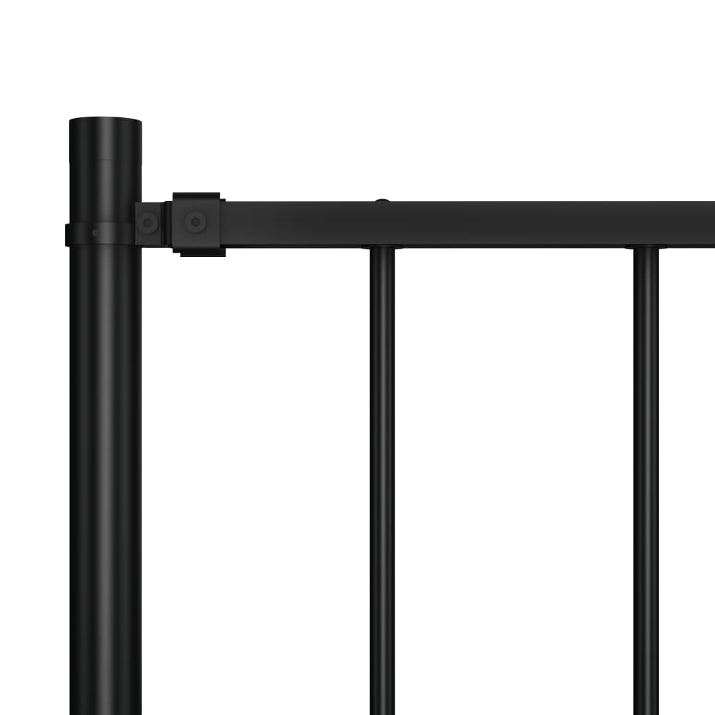 vidaXL Staketpanel med stolpar pulverlackerat stål 1,7x1,25 m svart