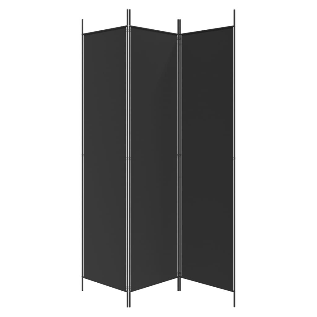 vidaXL Rumsavdelare 3 paneler 150 x 200 cm svart tyg