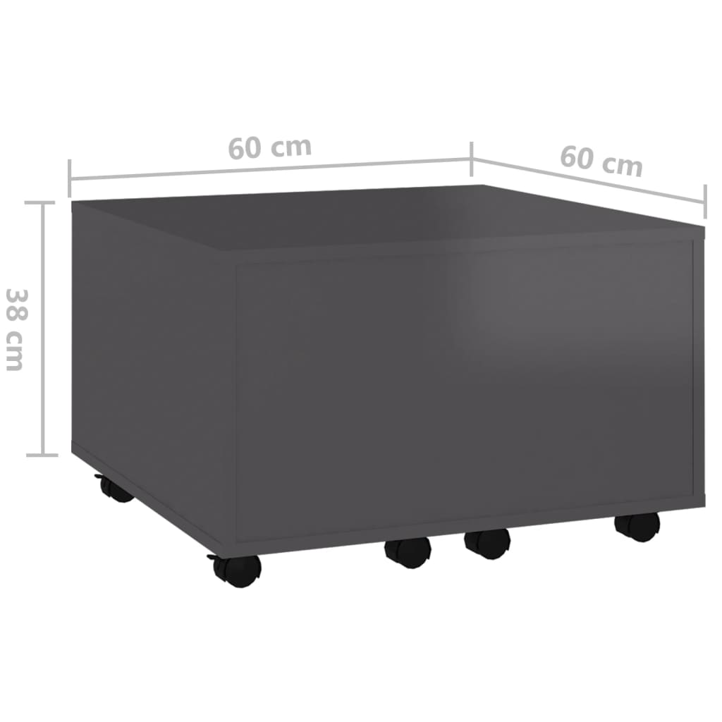 vidaXL Soffbord grå högglans 60x60x38 cm spånskiva