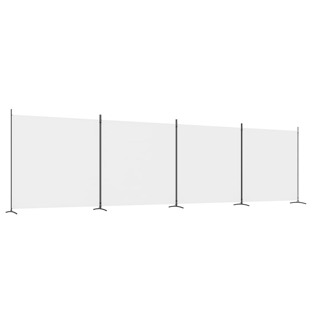 vidaXL Rumsavdelare 4 paneler vit 698x180 cm tyg