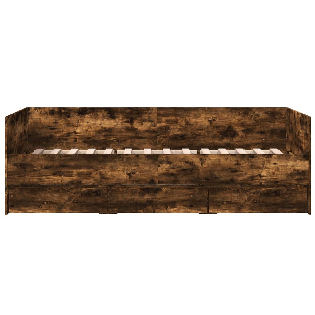 vidaXL Dagbädd med lådor rökfärgad ek 100x200 cm konstruerat trä