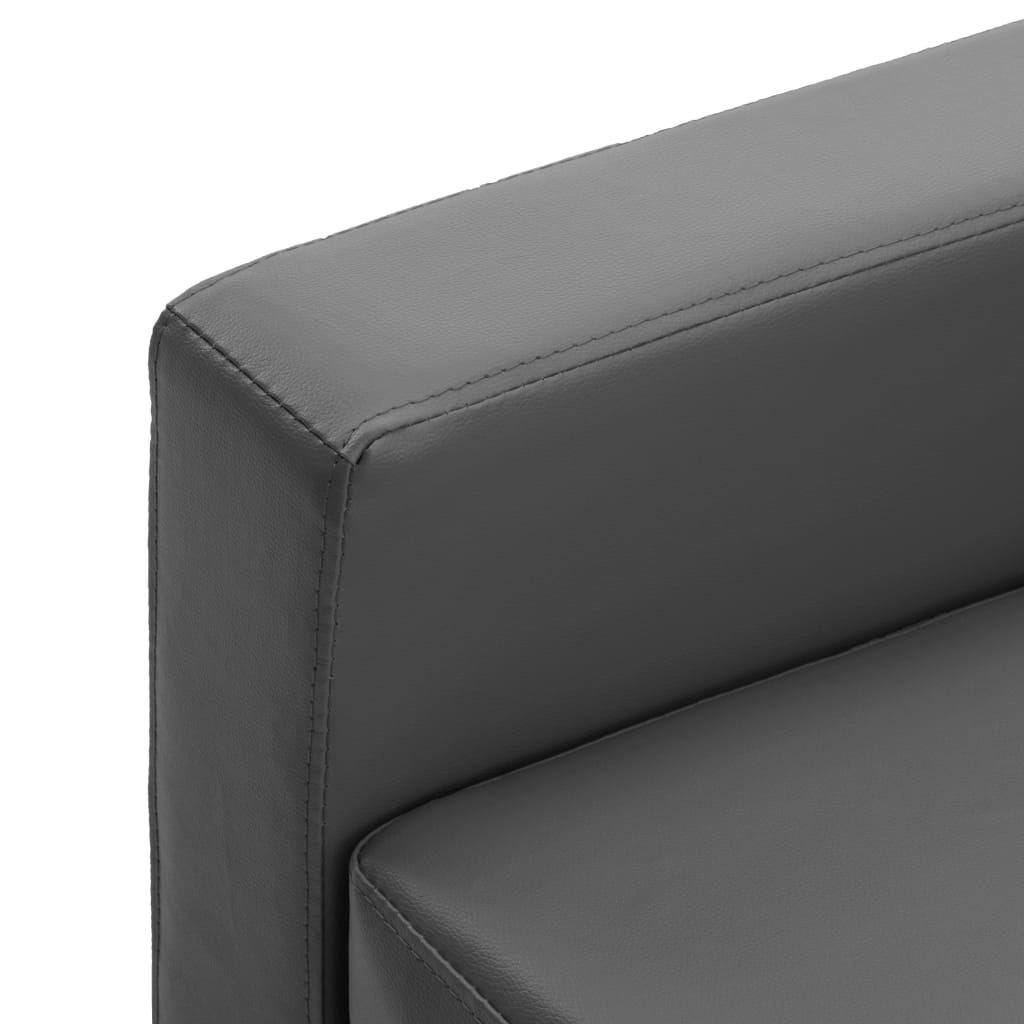 vidaXL 3-sitssoffa med fotpall grå konstläder