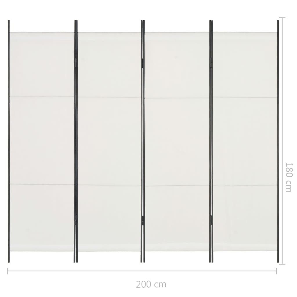vidaXL Rumsavdelare 4 paneler vit 200x180 cm
