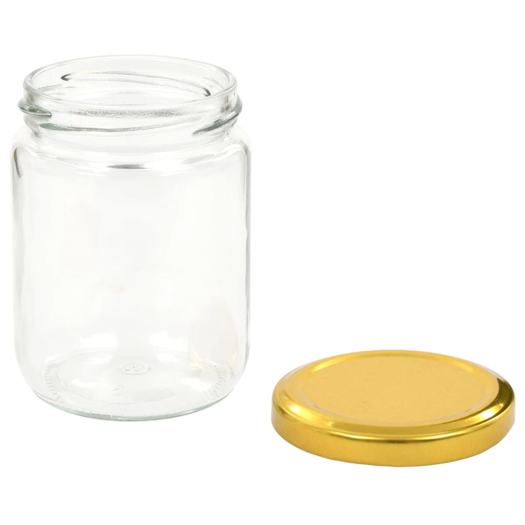 vidaXL Syltburkar i glas med guldfärgade lock 96 st 230 ml