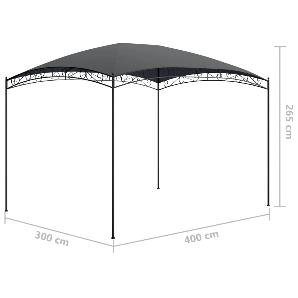vidaXL Paviljong 3x4x2,65 m antracit 180 g/m²