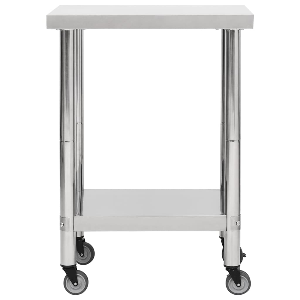 vidaXL Arbetsbord med hjul 60x30x85 cm rostfritt stål