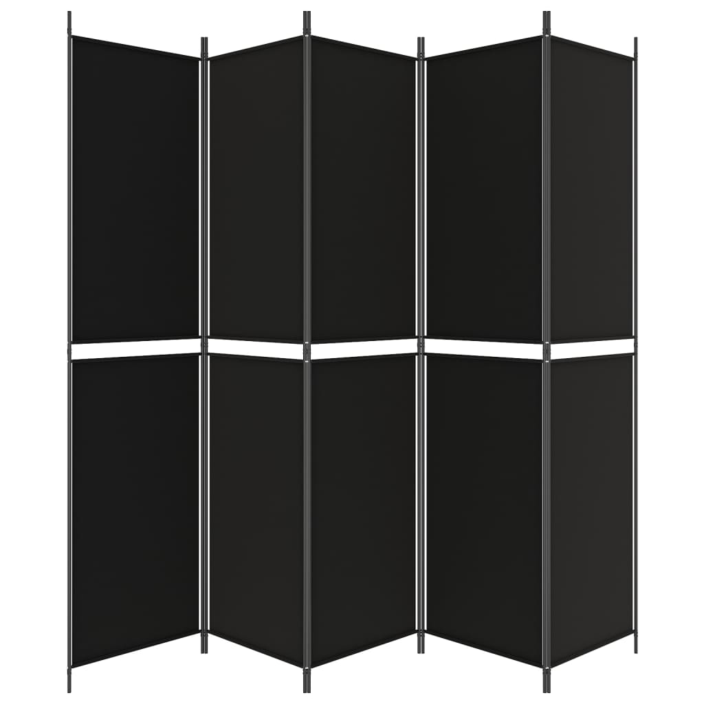 vidaXL Rumsavdelare 5 paneler svart 250x220 cm tyg