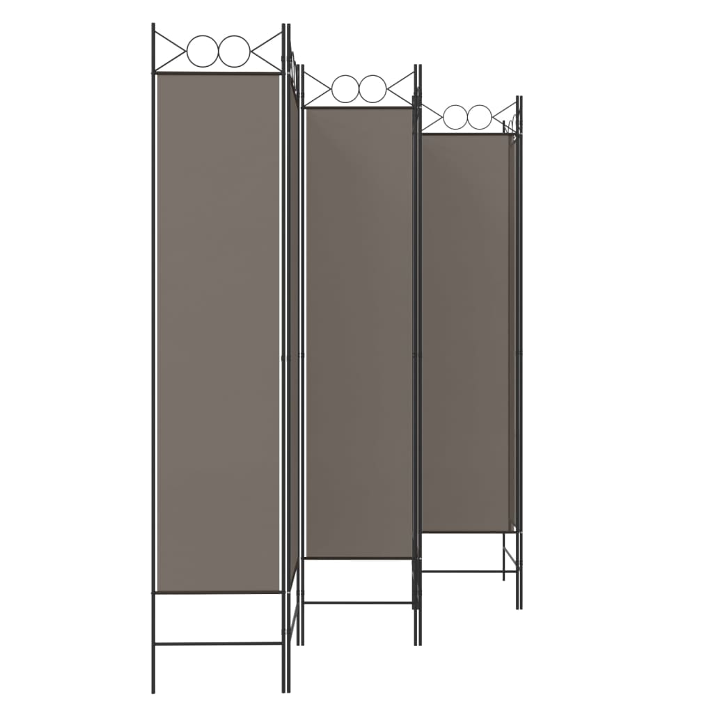 vidaXL Rumsavdelare 6 paneler antracit 240x200 cm tyg