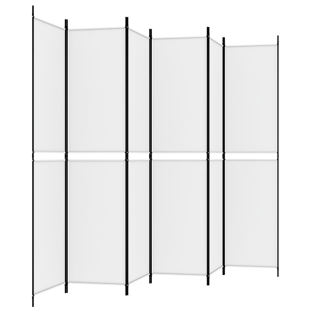 vidaXL Rumsavdelare 6 paneler vit 300x220 cm tyg