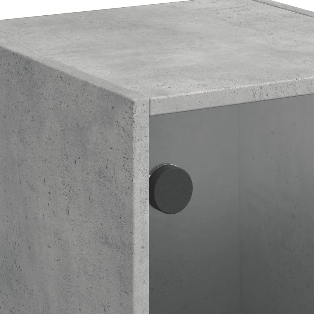 vidaXL Högskåp med glasdörrar betonggrå 35x37x109 cm