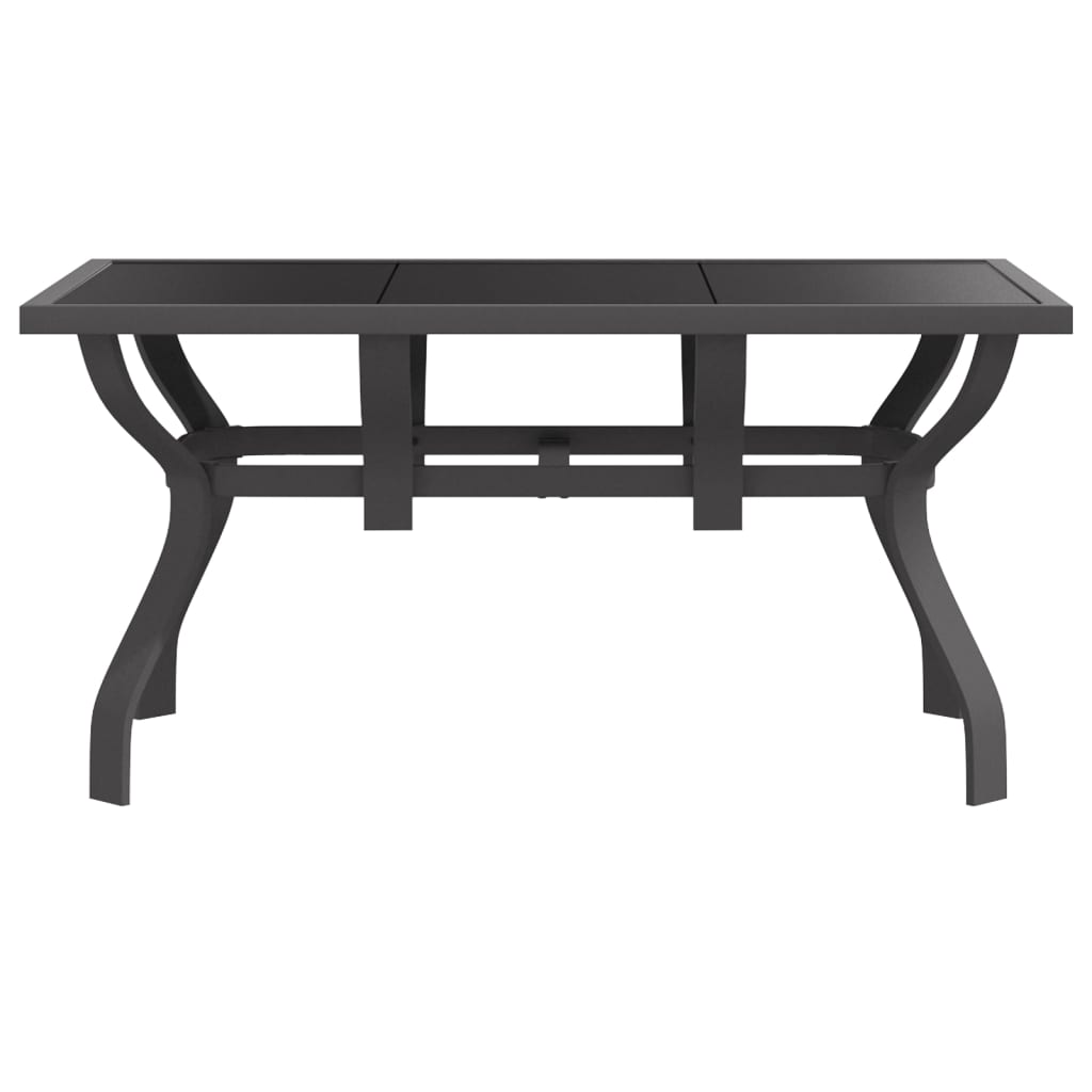 vidaXL Trädgårdsbord grå och svart 140x70x70 cm stål och glas