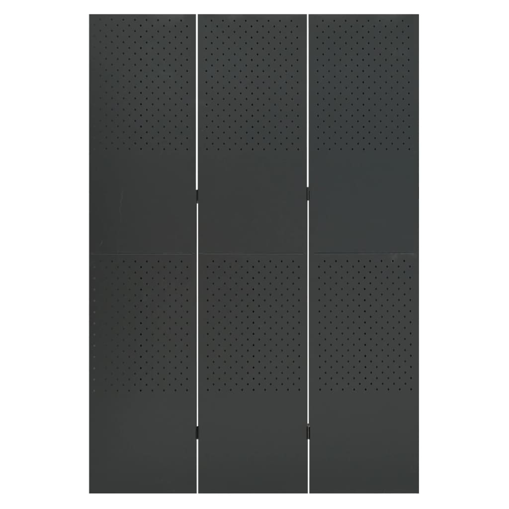 vidaXL Rumsavdelare 3 paneler antracit 120x180 cm stål