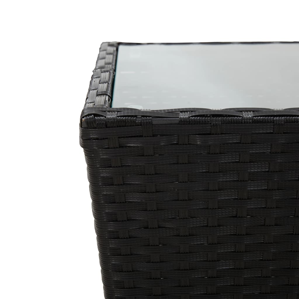 vidaXL Tebord svart 41,5x41,5x43 cm konstrotting och härdat glas