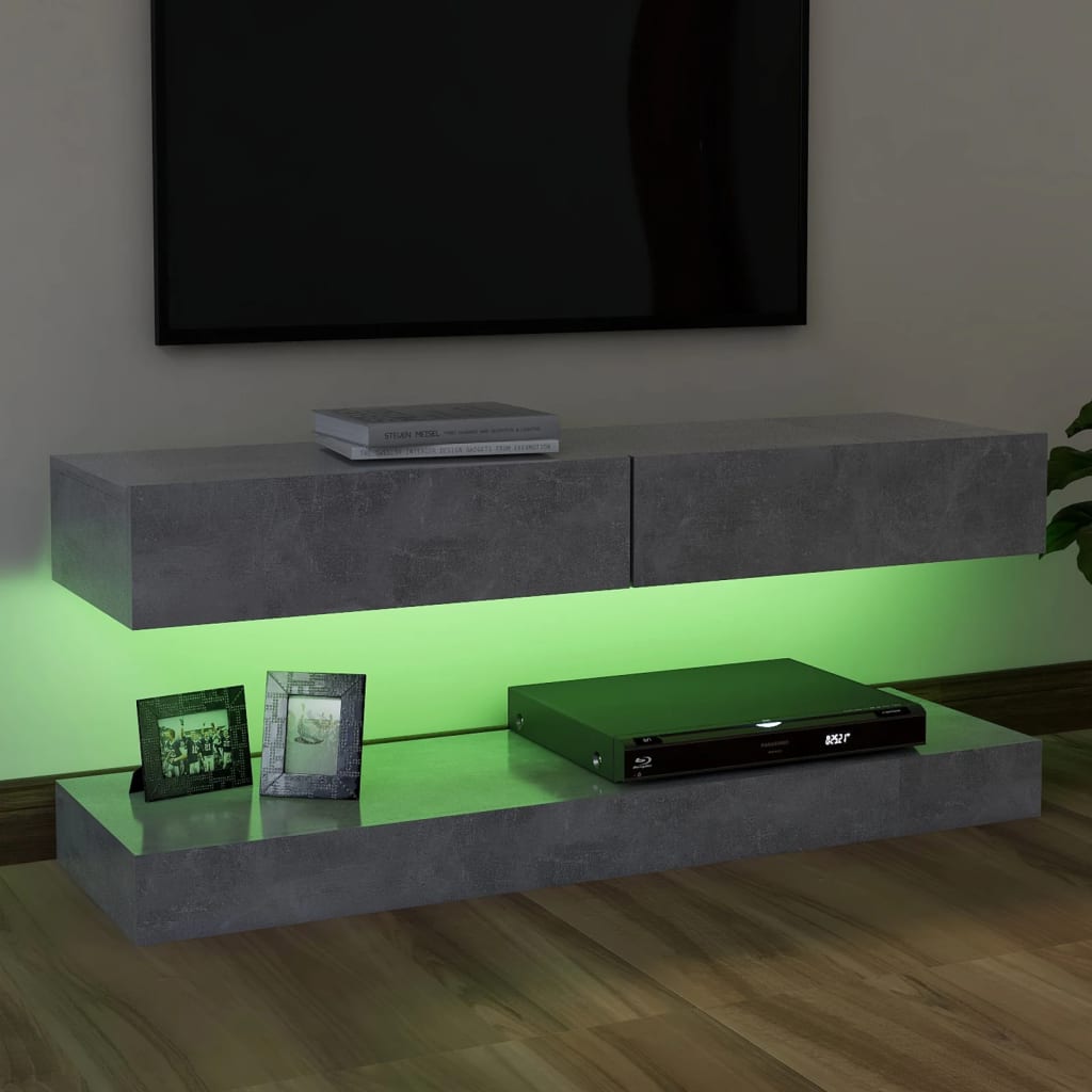 vidaXL TV-bänk med LED-belysning betonggrå 120x35 cm