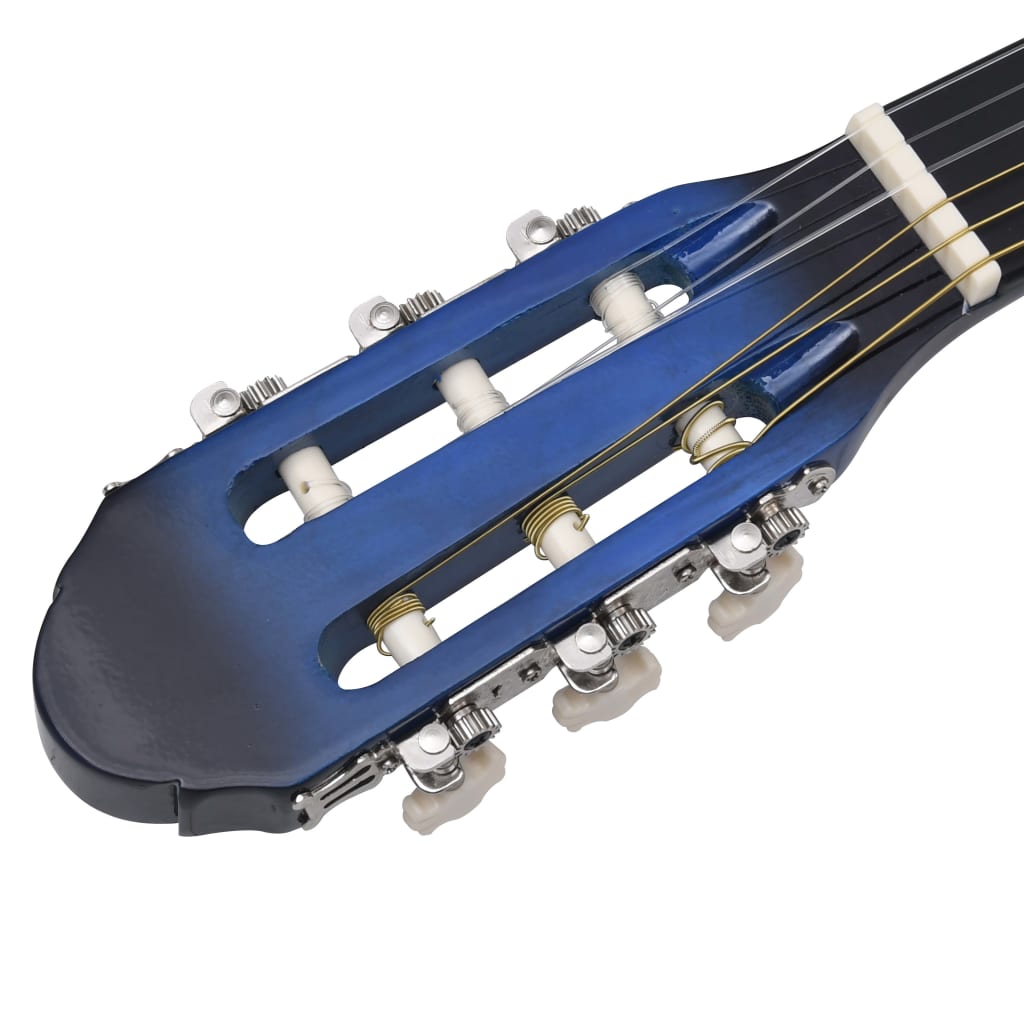 vidaXL Gitarr för nybörjare med fodral klassisk blå 4/4 39"