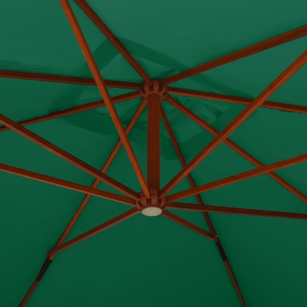 vidaXL Frihängande parasoll med trästång 400x300 cm grön