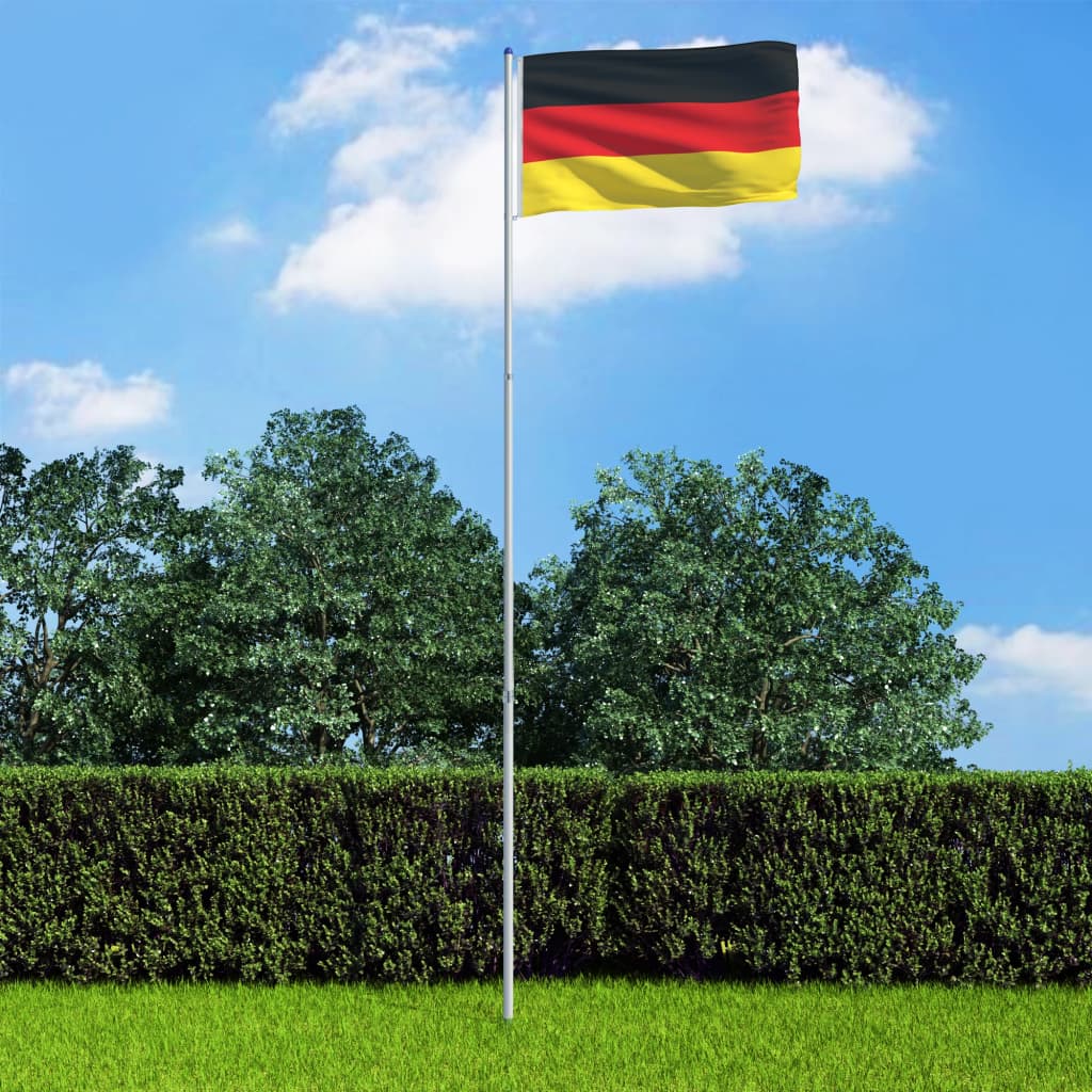 vidaXL Tysklands flagga och flaggstång i aluminium 6 m