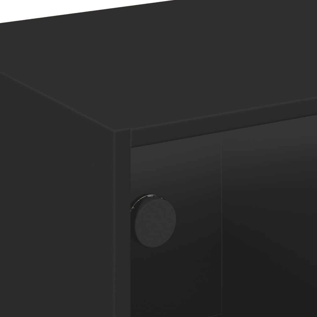 vidaXL Tv-bänk med glasdörrar svart 102x37x42 cm