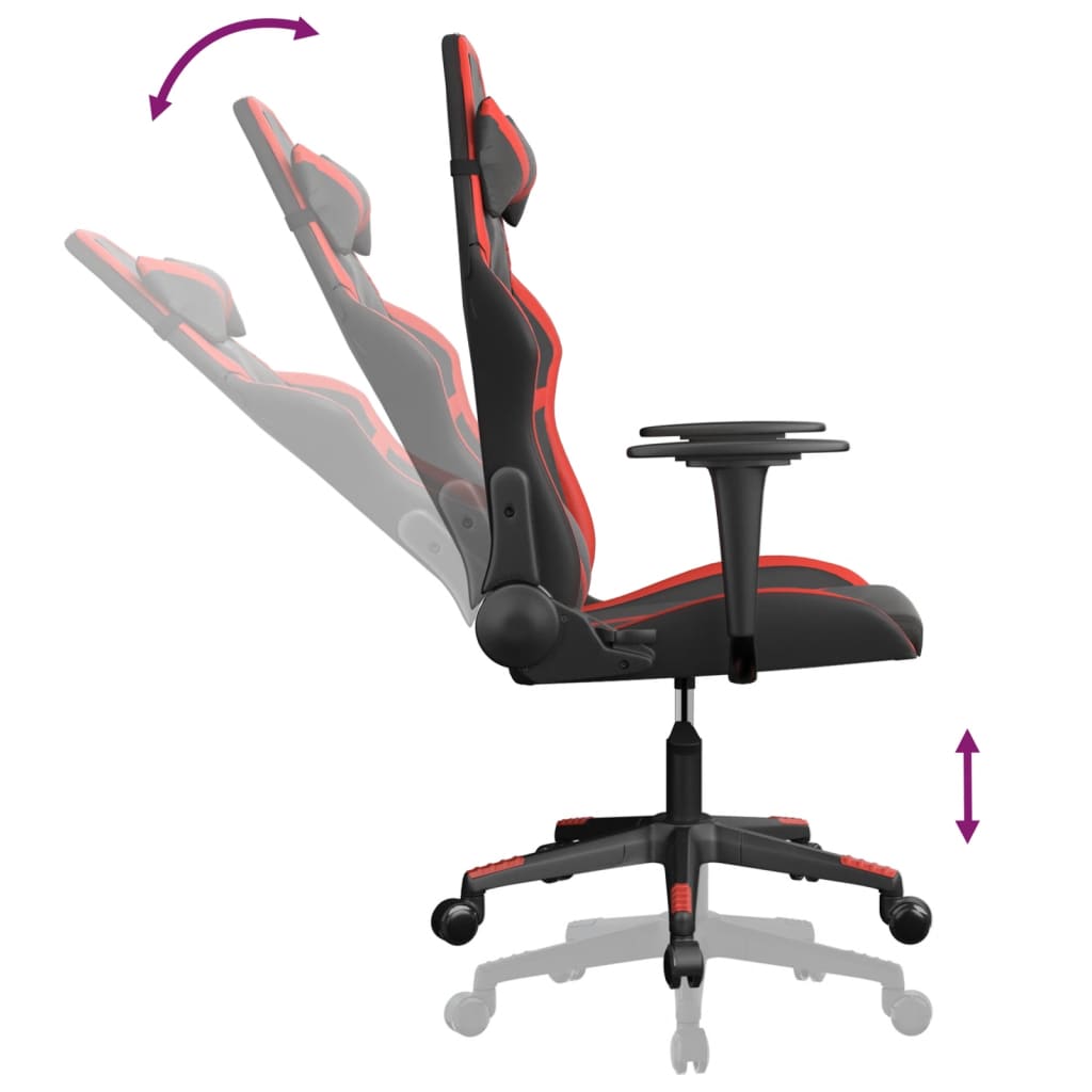 vidaXL Gamingstol med massage svart och röd konstläder