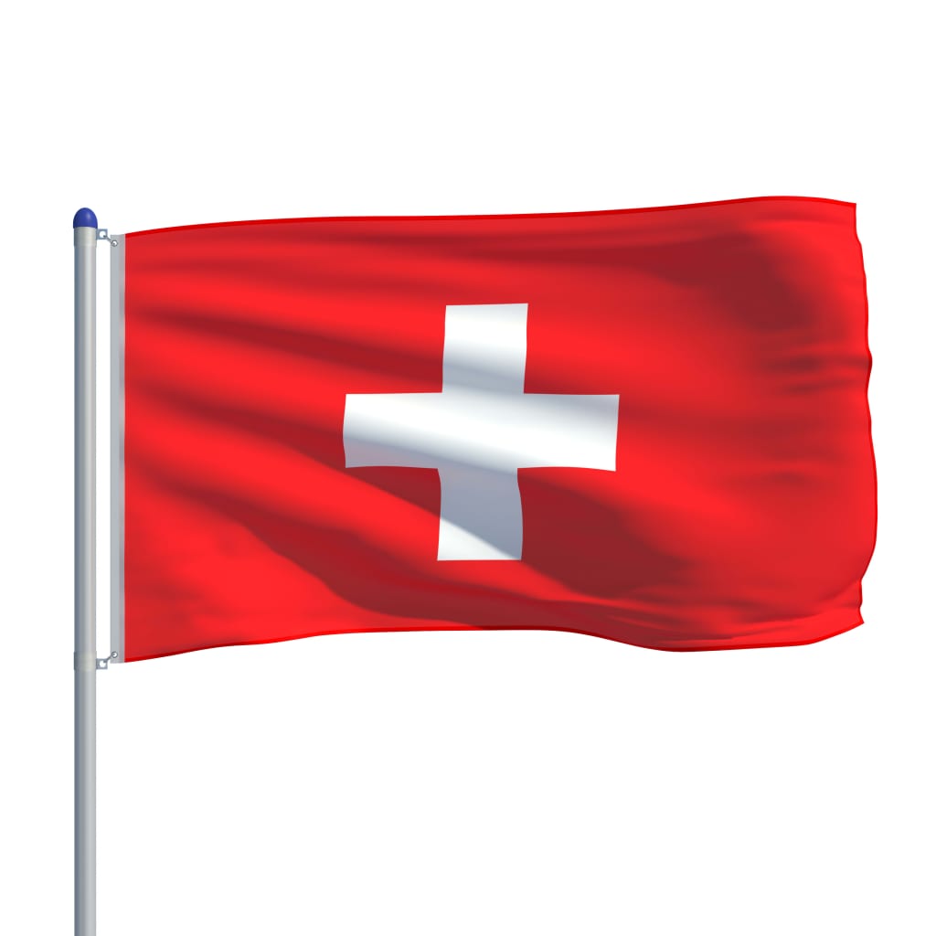 vidaXL Schweiz flagga och flaggstång i aluminium 6 m