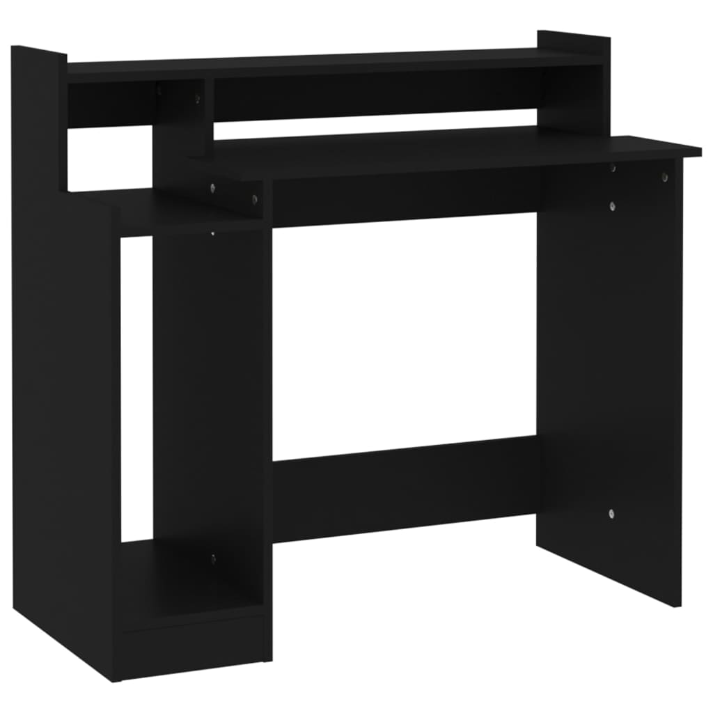 vidaXL Skrivbord med LED svart 97x45x90 cm konstruerat trä