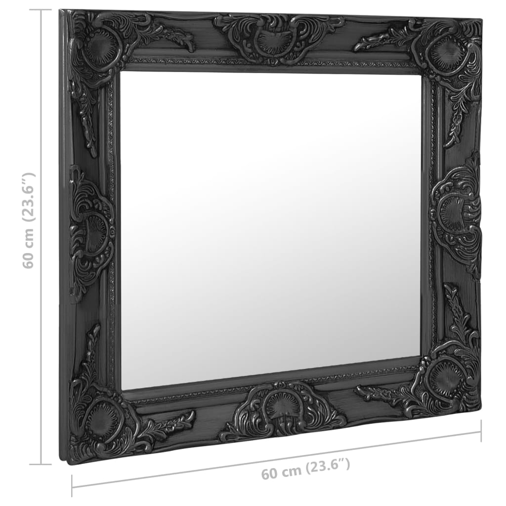 vidaXL Väggspegel barockstil 60x60 cm svart