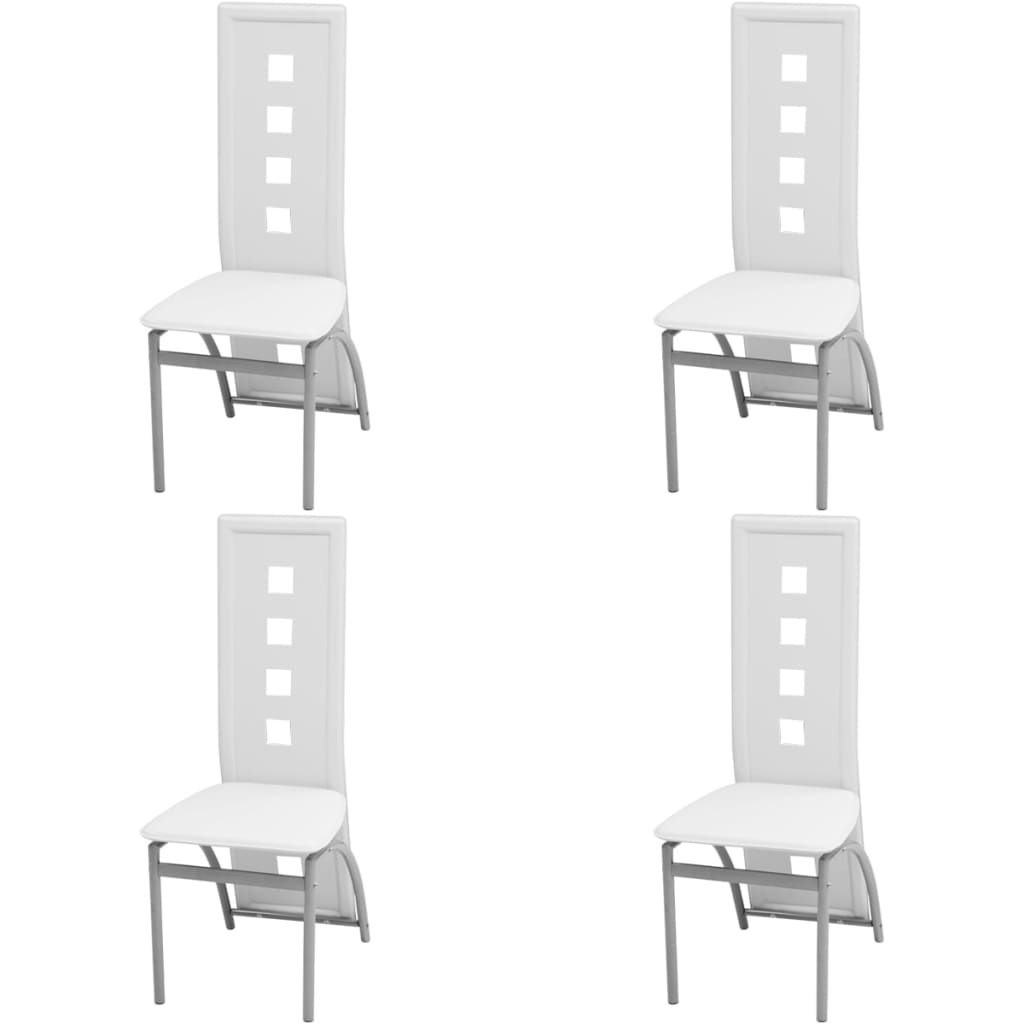 vidaXL Matbord och stolar 5 delar vit