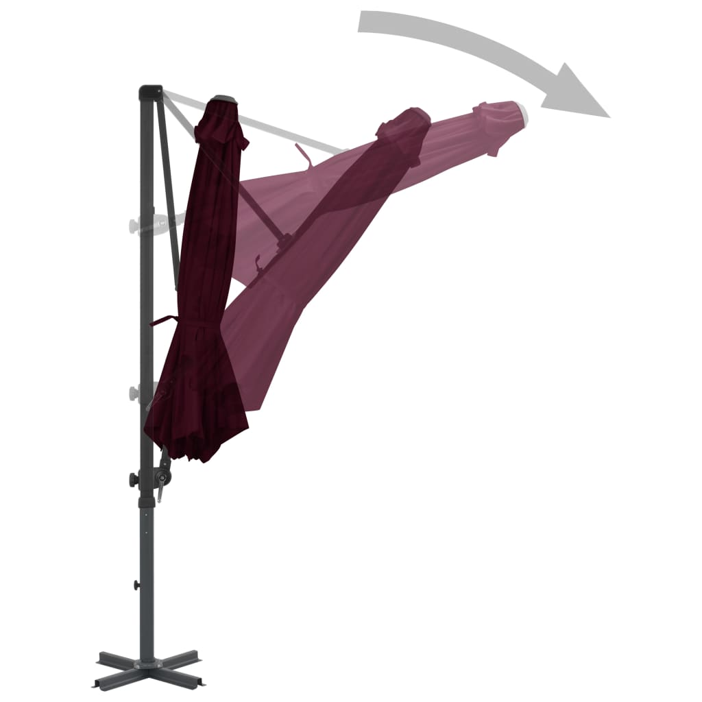 vidaXL Frihängande parasoll med aluminiumstång röd 300 cm