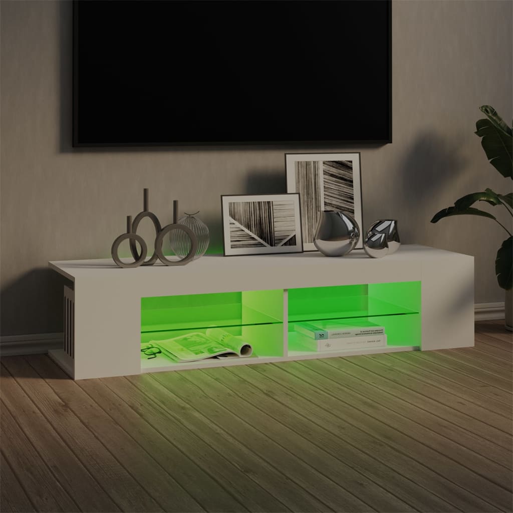 vidaXL TV-bänk med LED-belysning vit 135x39x30 cm