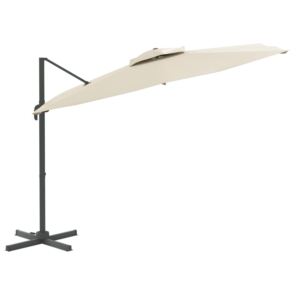 vidaXL Frihängande parasoll med ventilation sandvit 400x300 cm