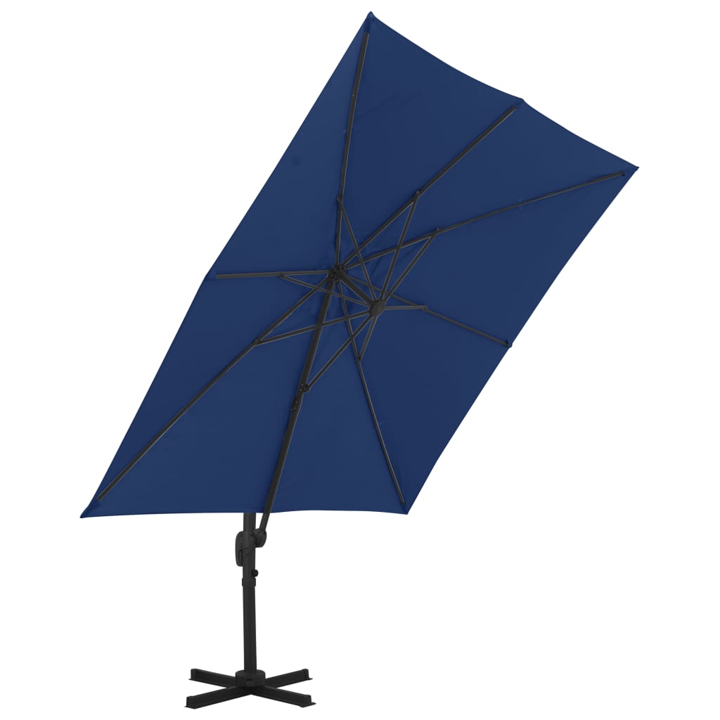 vidaXL Frihängande parasoll med aluminiumstång 3x3 m azurblå