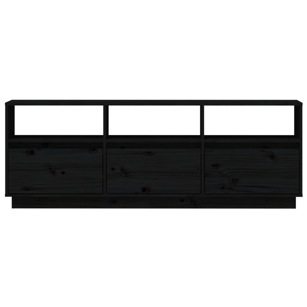 vidaXL TV-bänk svart 140x37x50 cm massiv furu