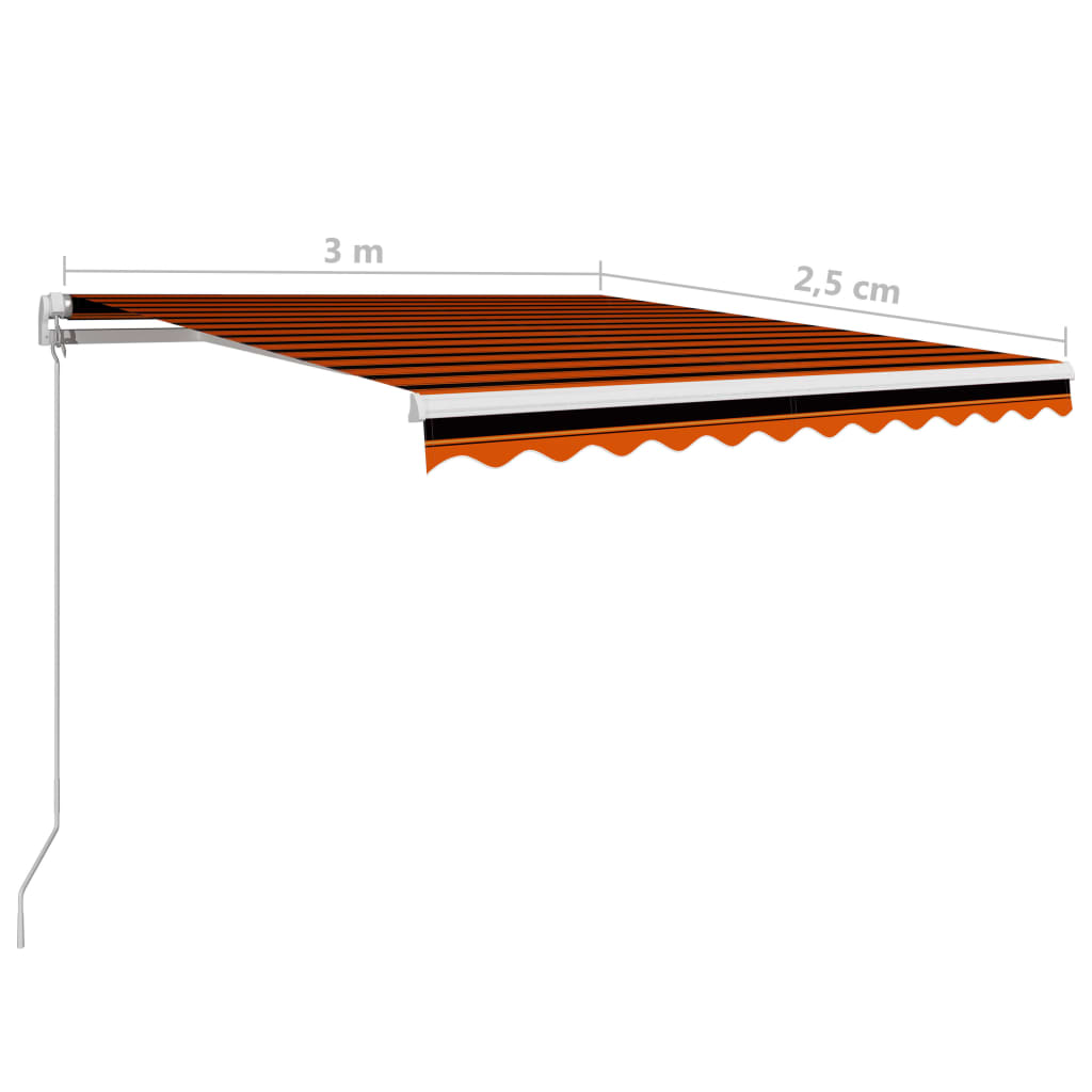 vidaXL Markis manuellt infällbar 300x250 cm orange och brun