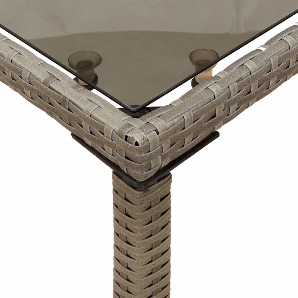 vidaXL Trädgårdsbord med glasskiva grå 115x54x74 cm konstrotting