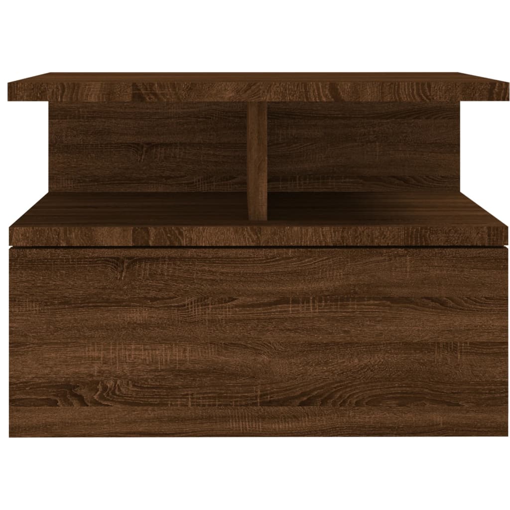 vidaXL Svävande sängbord 2 st brun ek 40x31x27 cm konstruerat trä