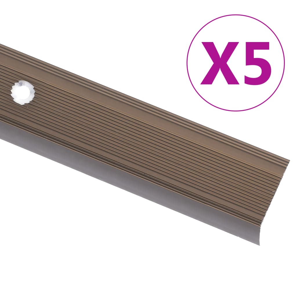 vidaXL L-formade halkskydd för trapp 5 st aluminium 134 cm brun