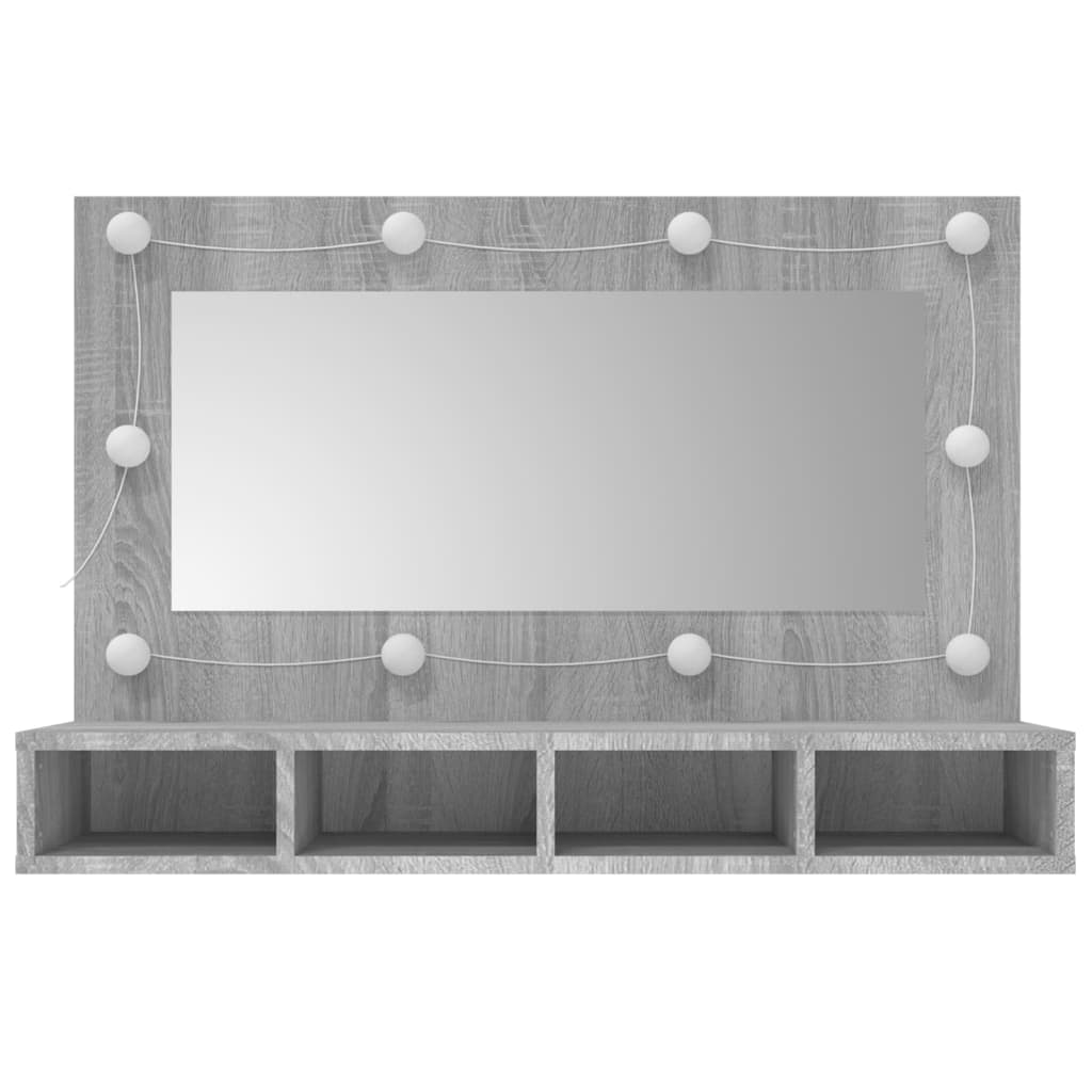 vidaXL Spegelskåp med LED grå sonoma 90x31,5x62 cm