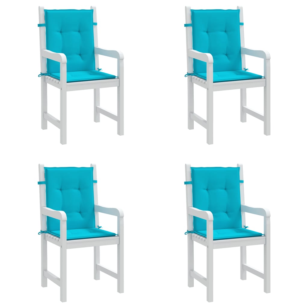 vidaXL Stolsdynor för stolar med låg rygg 4 st turkos tyg