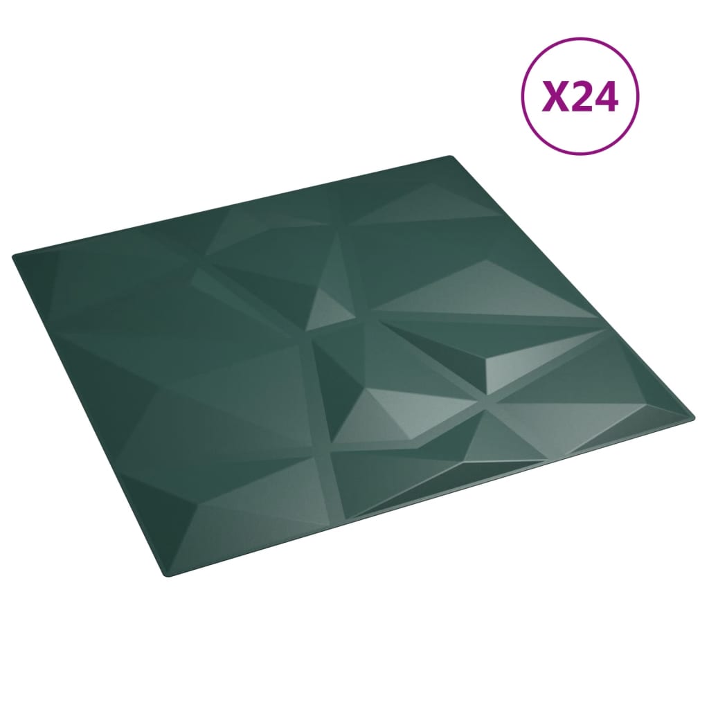 vidaXL Väggpaneler 24 st grön 50x50 cm XPS 6 m² diamant