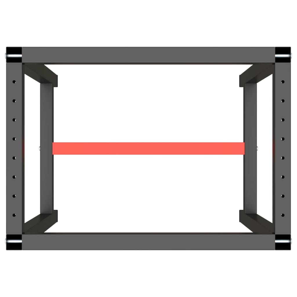 vidaXL Ram för arbetsbänk matt svart och matt röd 70x50x79 cm metall