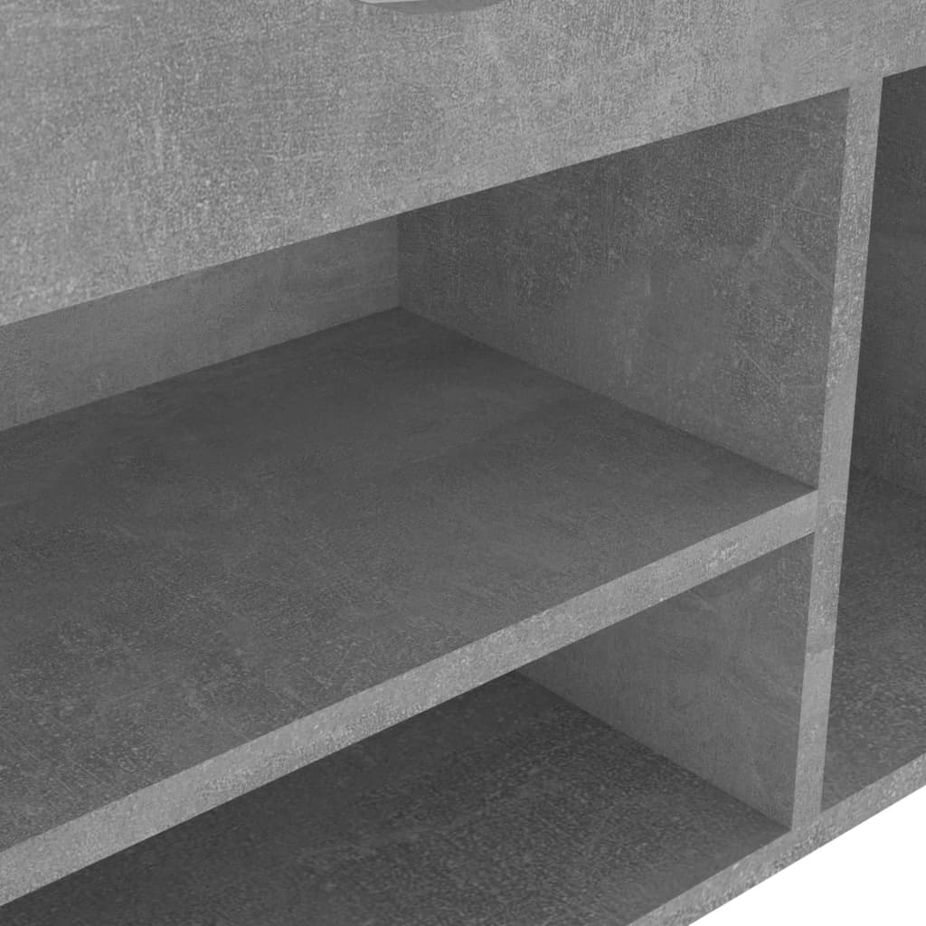 vidaXL Skobänk med dyna betonggrå 104x30x49 cm spånskiva