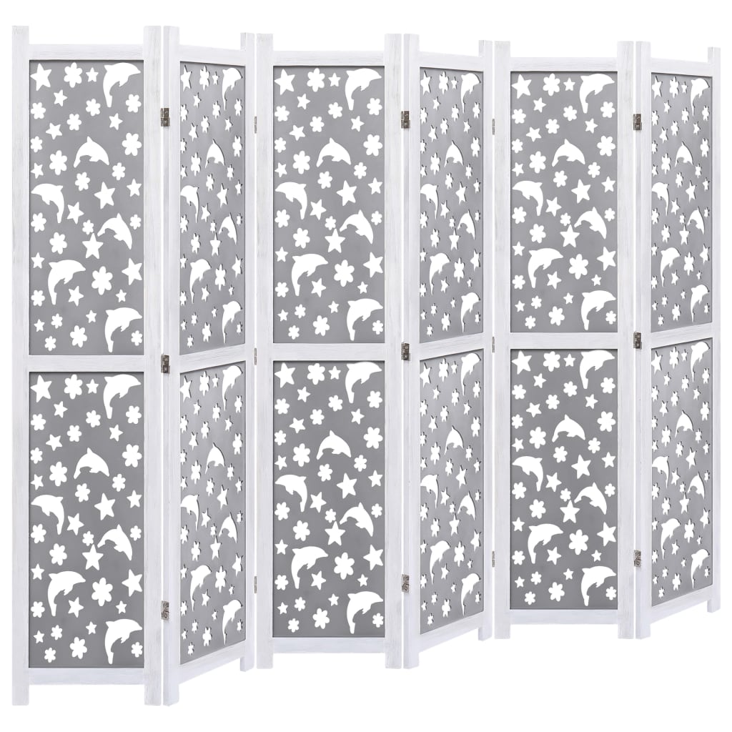 vidaXL Rumsavdelare 6 paneler grå 210x165 cm massivt trä