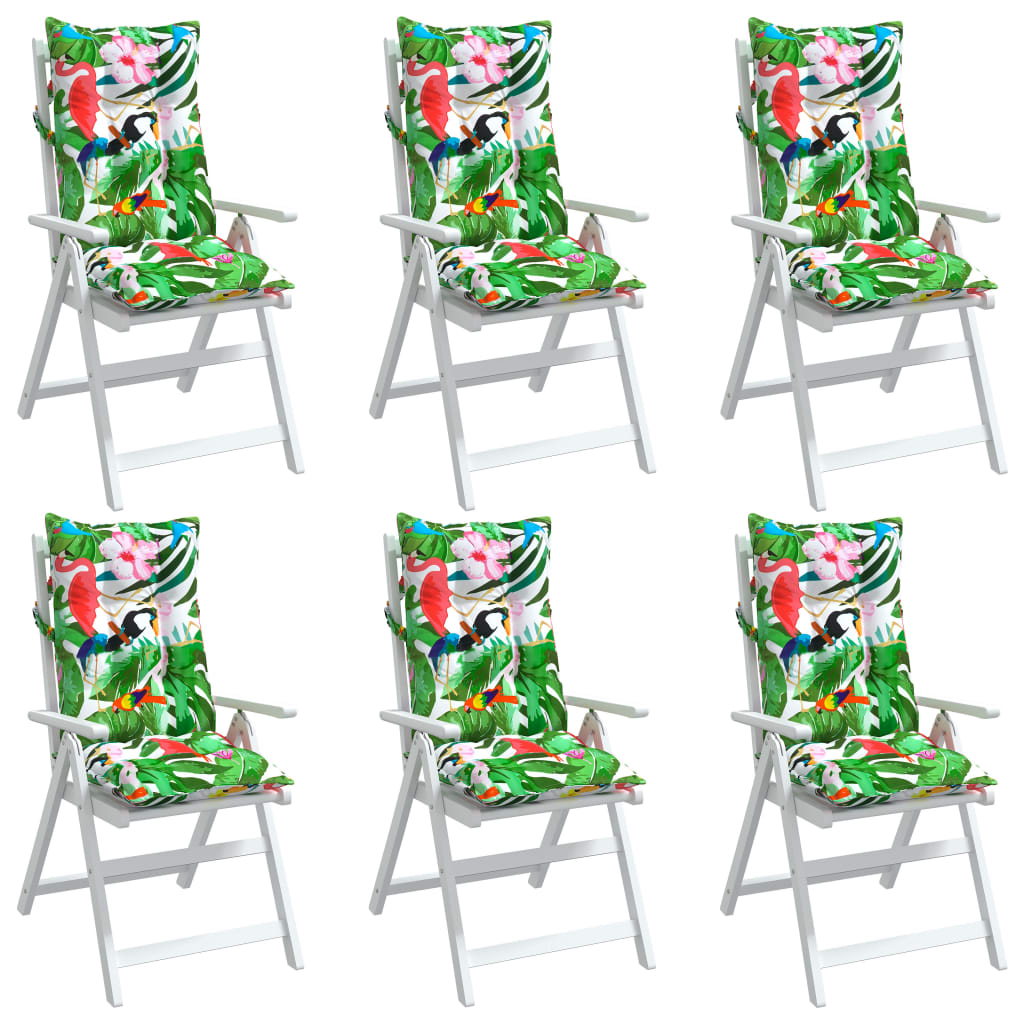 vidaXL Stolsdynor för stolar med hög rygg 6 st flerfärgad oxfordtyg
