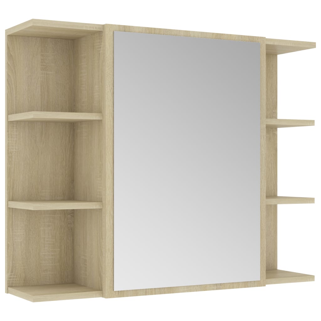vidaXL Spegelskåp för badrum sonoma-ek 80x20,5x64 cm konstruerat trä
